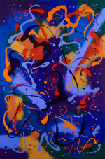 Abstract Oils. Sept 11 Oil on canvas: Firebird 80x100 Small